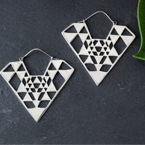 Sterling Silver Trikona Drop Earrings